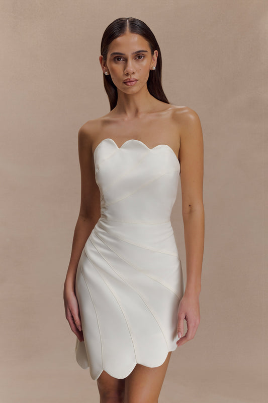Atenea Saten Mini Elbise - Beyaz