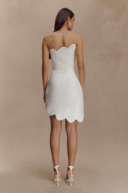 Atenea Saten Mini Elbise - Beyaz
