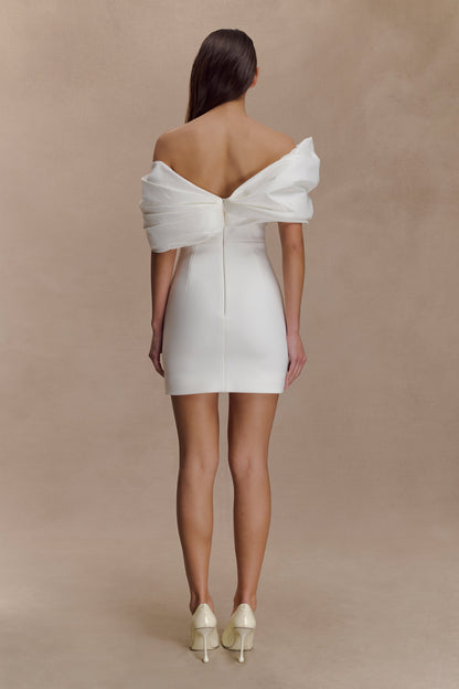 Aphrodite Off Shoulder Crepe Mini Dress - Ivory