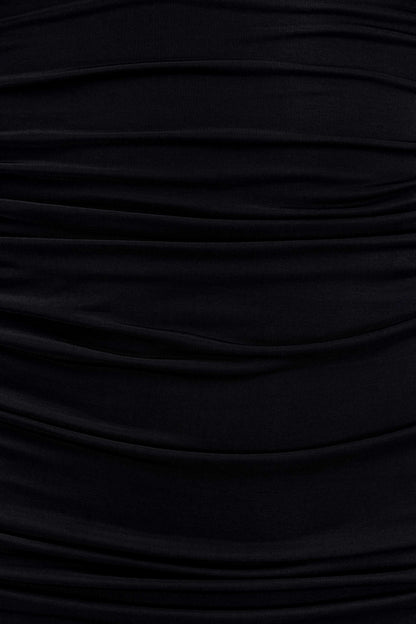 Hayden Long Sleeve Plunge Mini Dress - Black