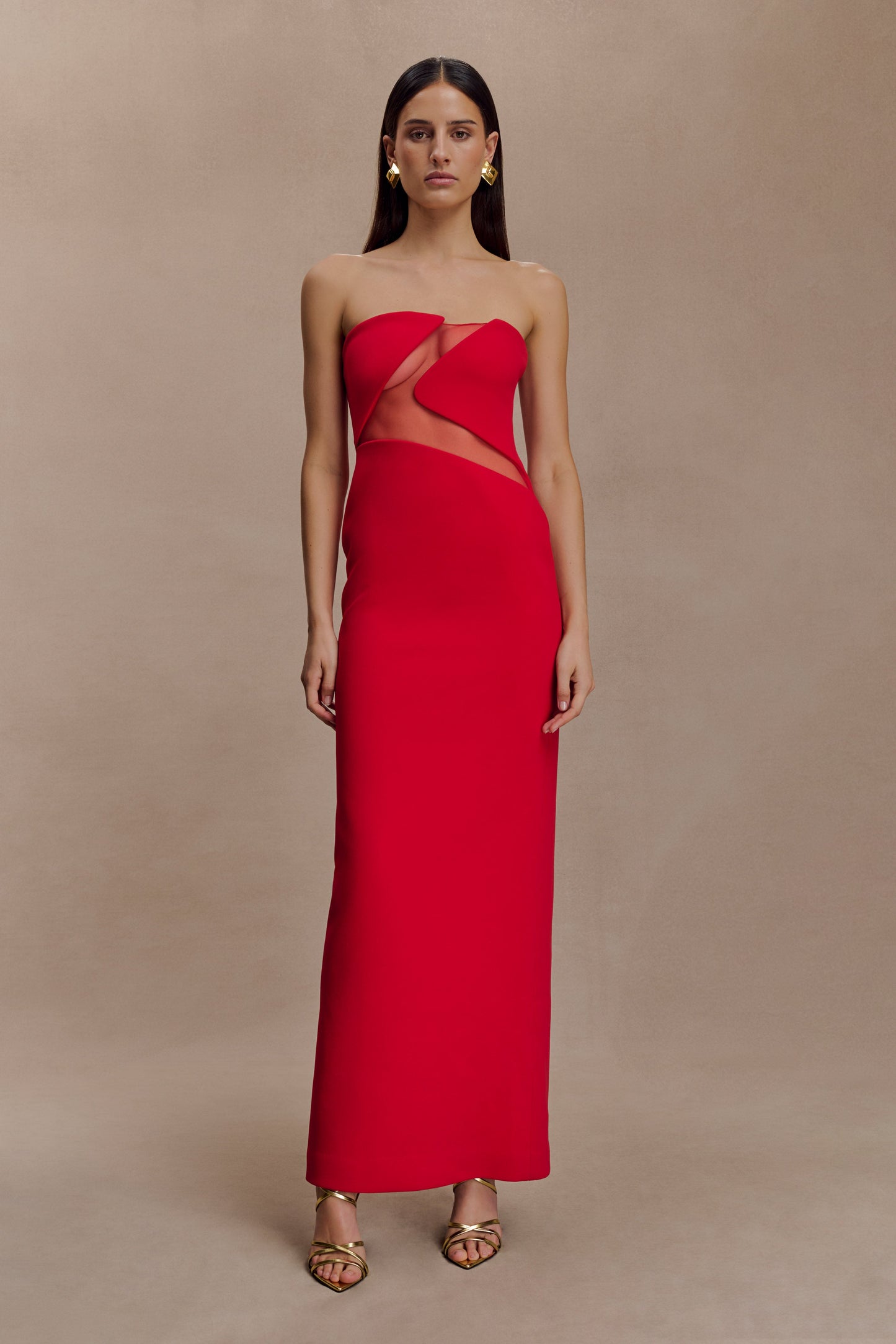 Lianne Strapless Maksi Elbise - Kırmızı