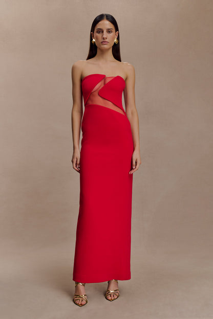 Lianne Strapless Maksi Elbise - Kırmızı