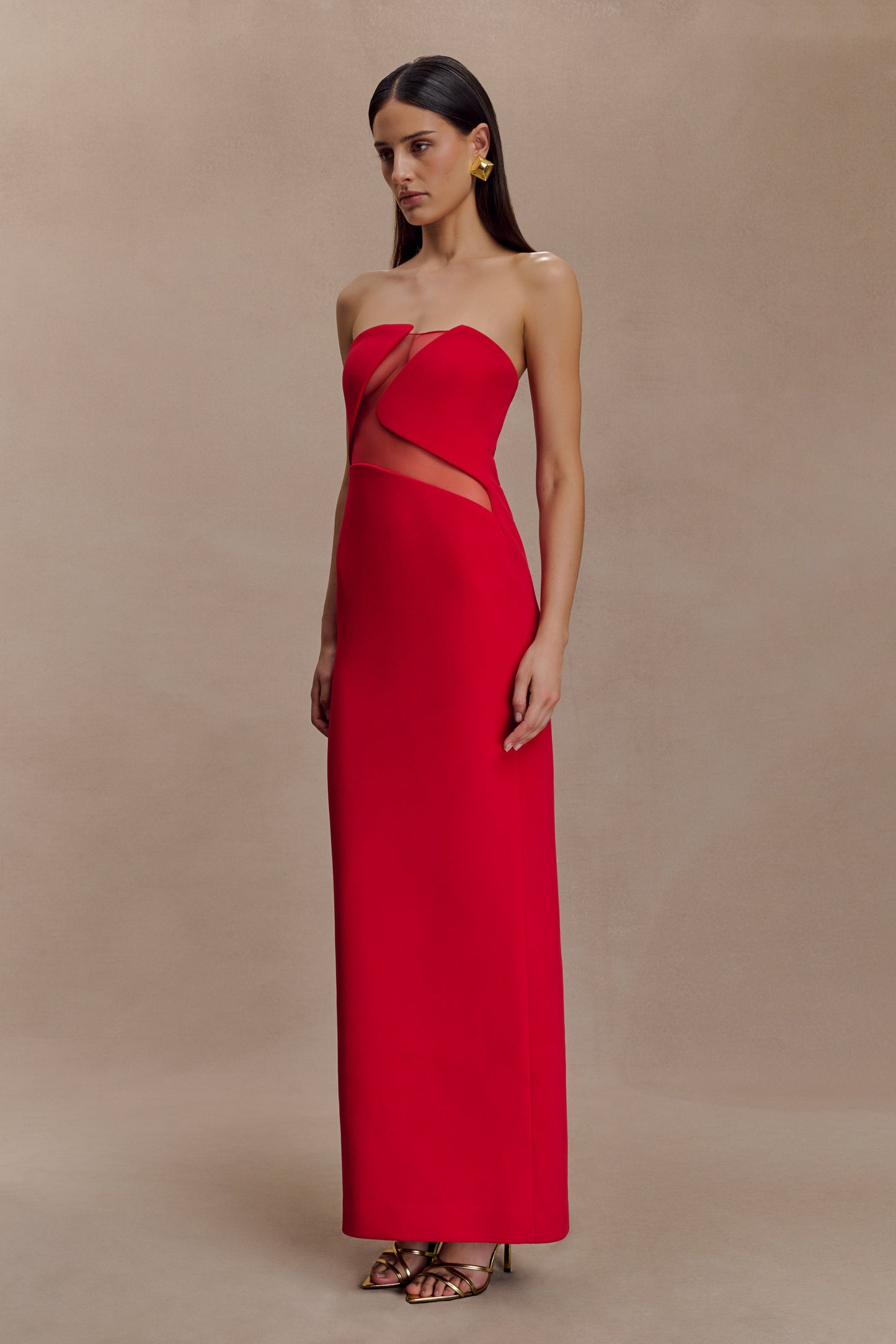 Lianne Strapless Maksi Elbise - Kırmızı
