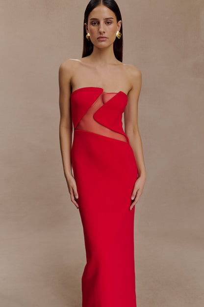 Lianne Strapless Maksi Elbise - Kırmızı