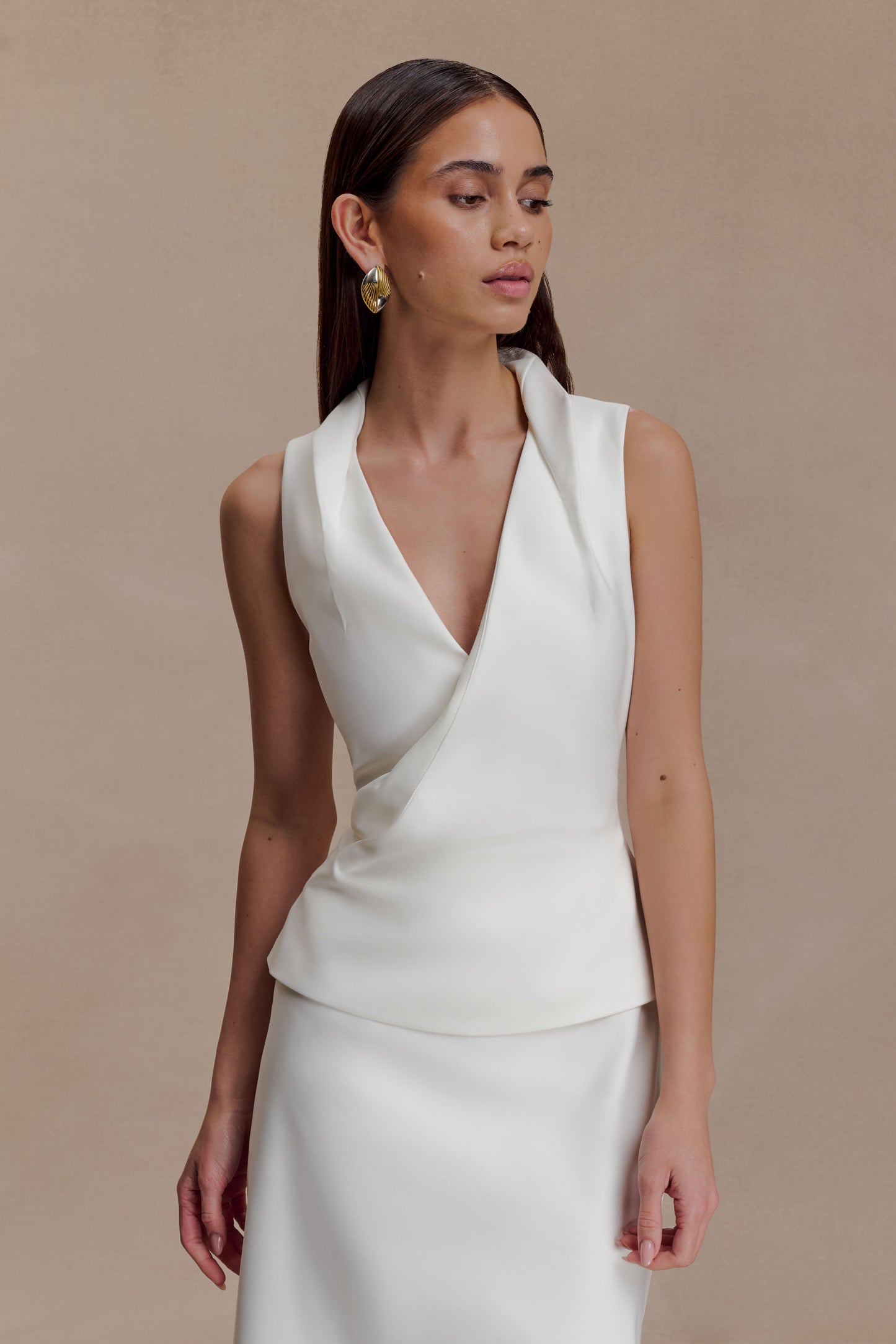 Yanina Pamuklu Halter Midi Elbise - Beyaz
