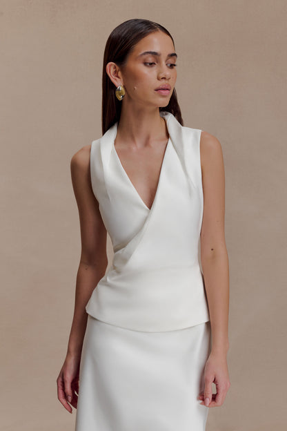 Yanina Pamuklu Halter Midi Elbise - Beyaz