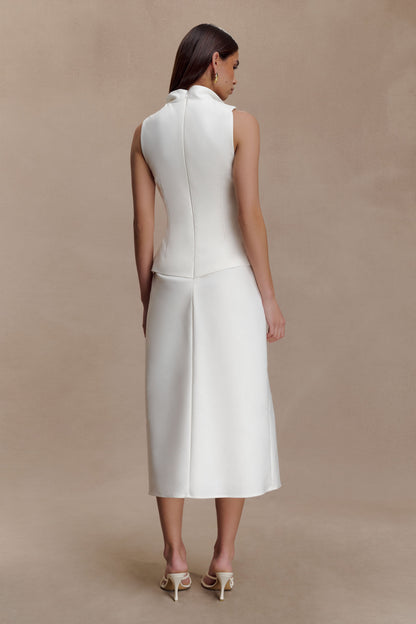 Yanina Pamuklu Halter Midi Elbise - Beyaz