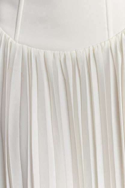 Stacie Pileli Halter Maxi Elbise - Krem