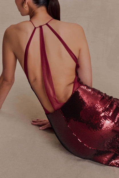 Baldwin Sequin Cut Out Maxi Dress - Mahogany