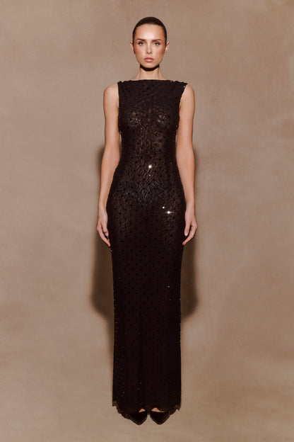 Samara Sleeveless Diamante Maxi Dress - Black