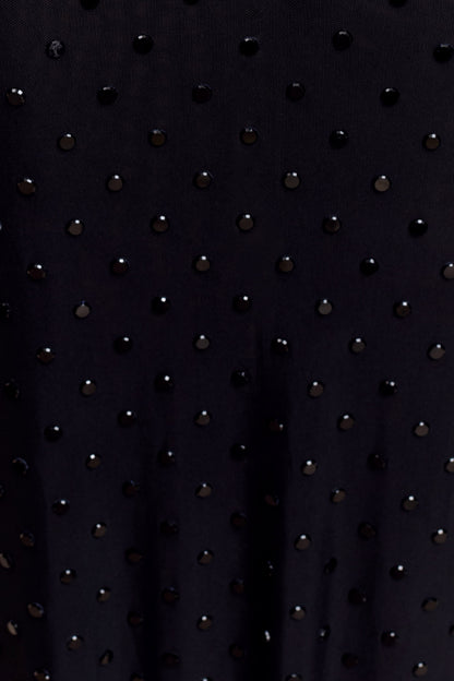 Acadia Diamante Long Sleeve Maxi Dress - Black