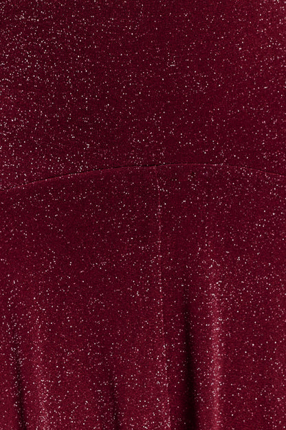 Sylvie Lurex Hankie Midi Dress - Wine