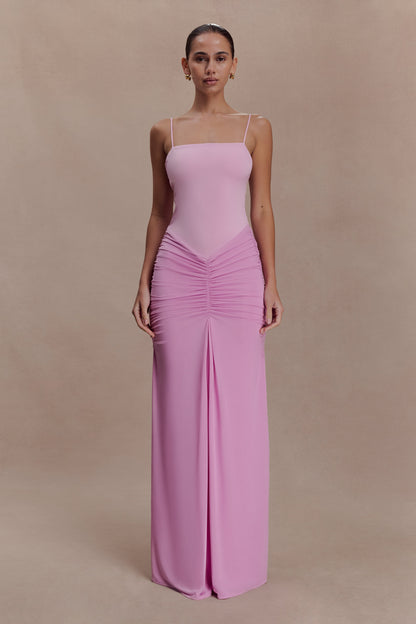 Roisin Slinky Maksi Elbise - Pudra Pembe