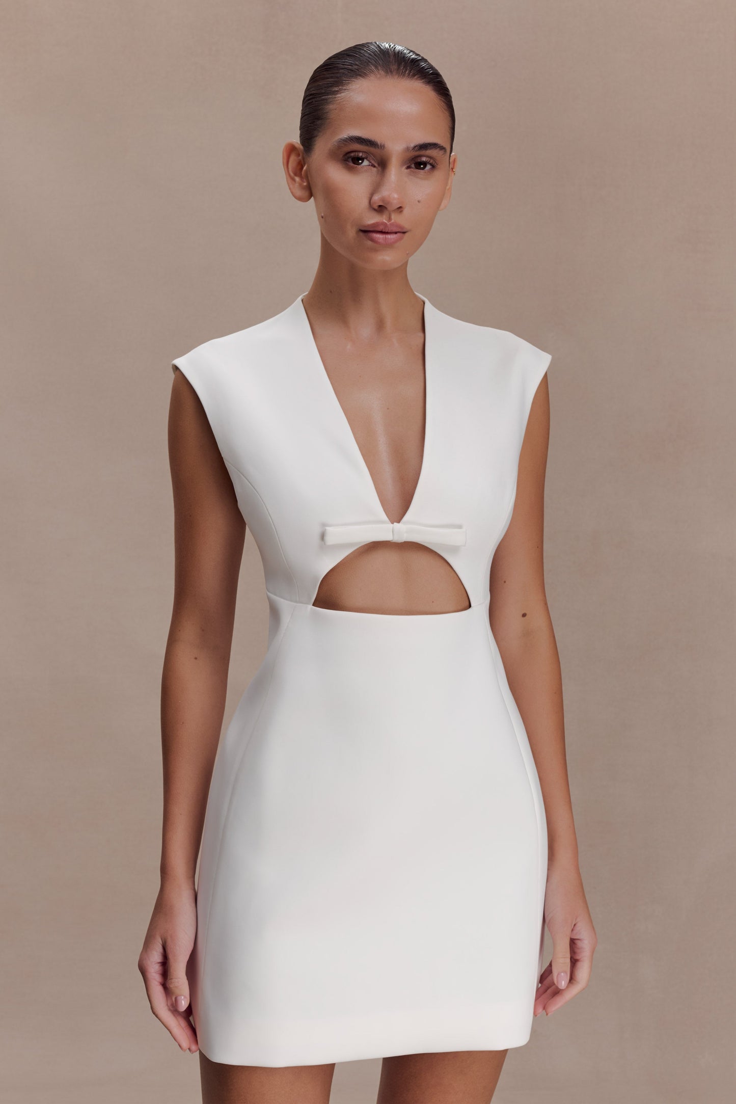 Victoria Cut Out Takım Mini Elbise - Krem