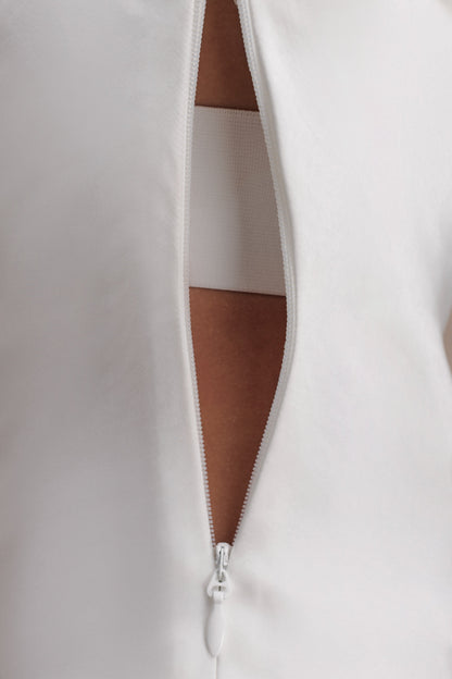 Ashley Cowl Neck Lace And Satin Maxi Dress - Ivory