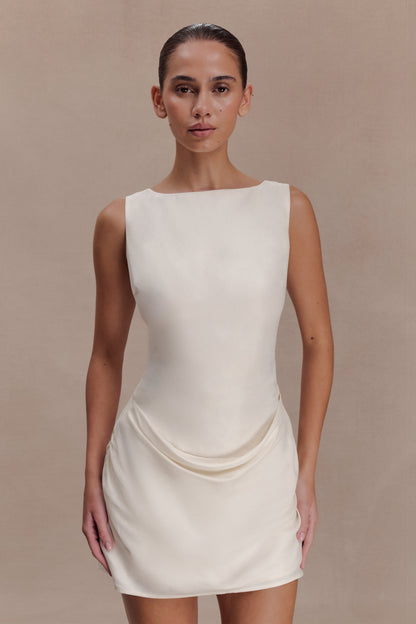 Bexley Draped Mini Elbise - Krem
