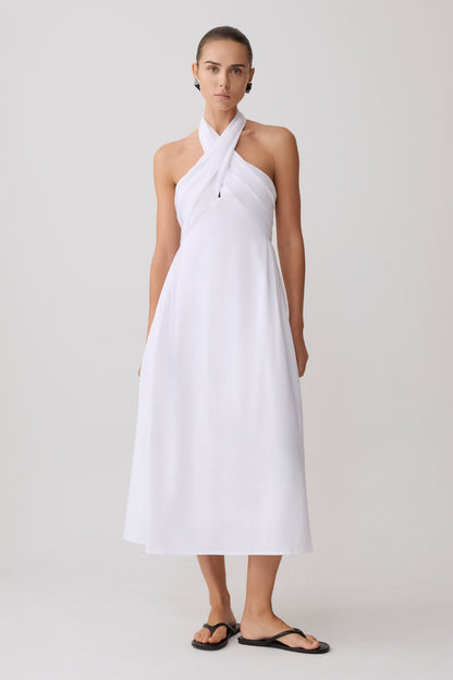 Rosie Keten Halter Midi Elbise - Beyaz