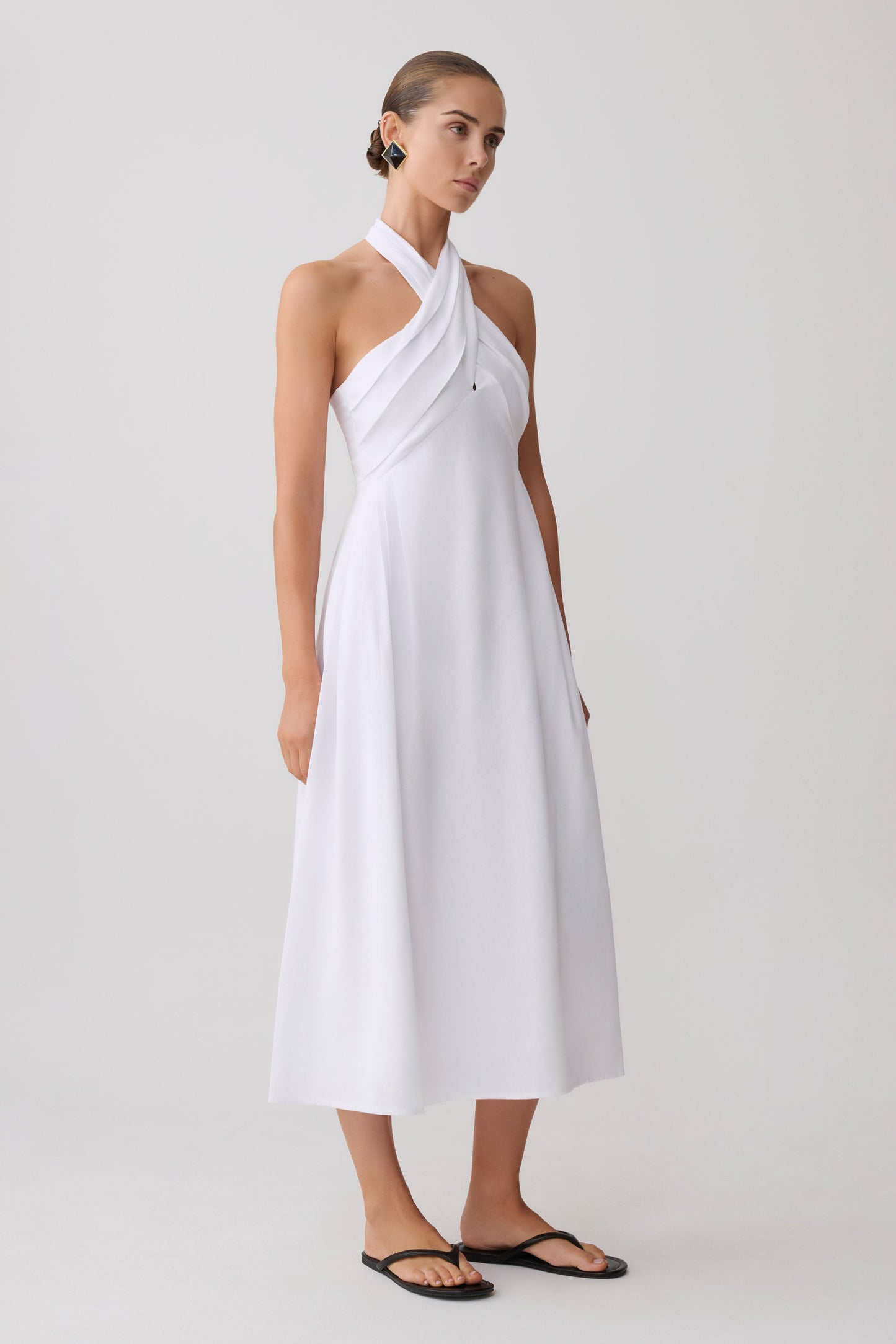 Rosie Keten Halter Midi Elbise - Beyaz