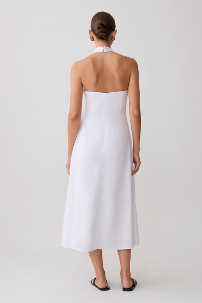 Rosie Keten Halter Midi Elbise - Beyaz