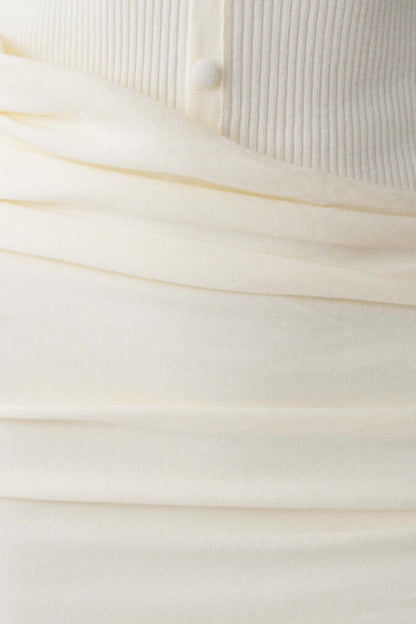Agness Long Sleeve Button Up Knit Dress - Ivory