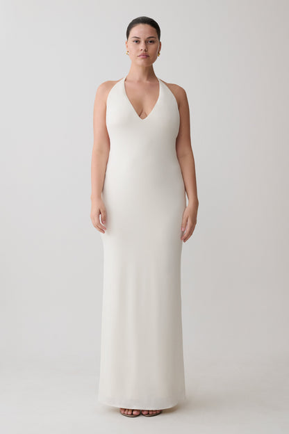 Hana Slinky Plunge Maxi Dress - Ivory