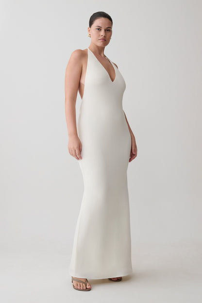 Hana Slinky Plunge Maxi Dress - Ivory