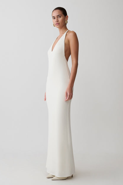 Hana Slinky Plunge Maxi Dress - Ivory