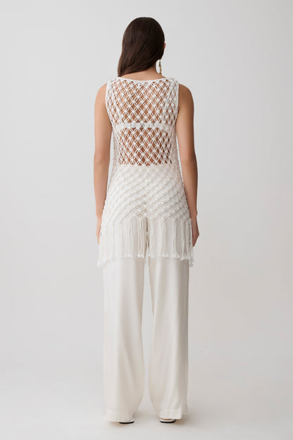 Devlin Macrame Tassel Mini Dress - Ivory
