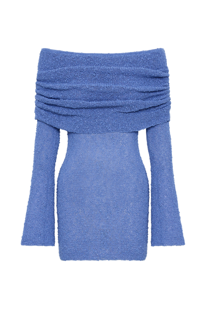 Marisol Off Shoulder Boucle Mini Dress - Periwinkle