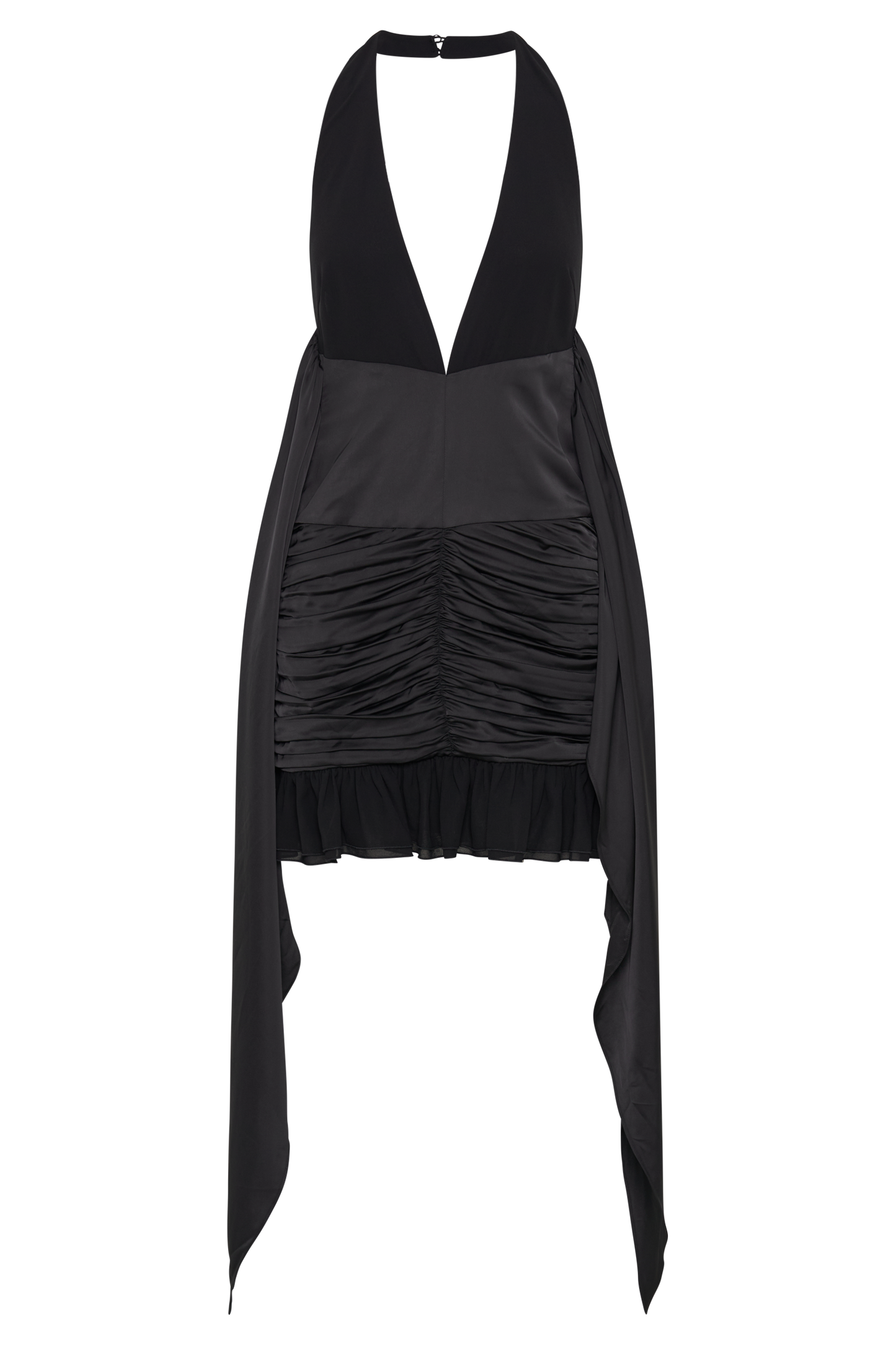 Ambrosi Saten Şifon Mini Elbise - Siyah