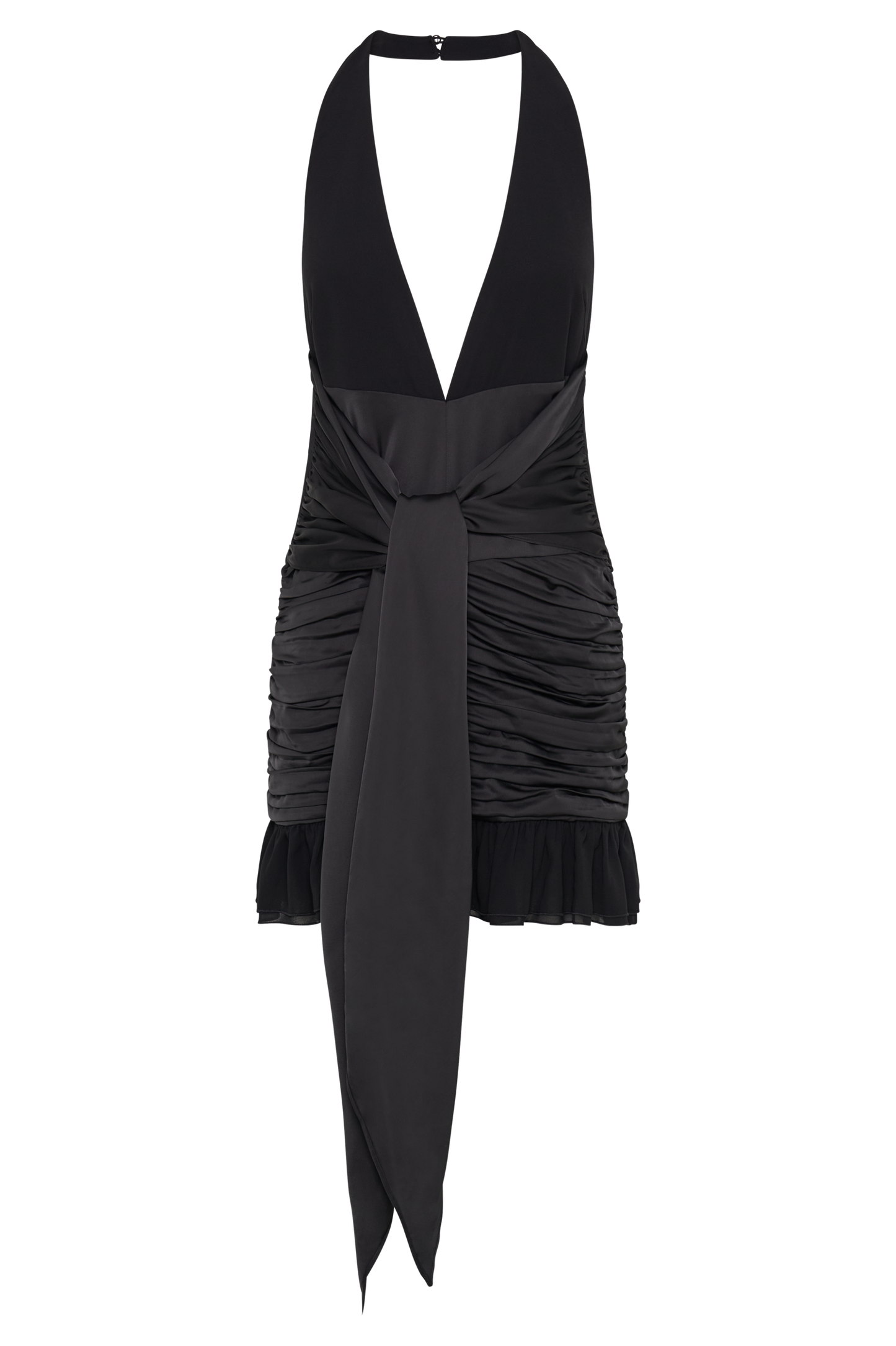Ambrosi Saten Şifon Mini Elbise - Siyah