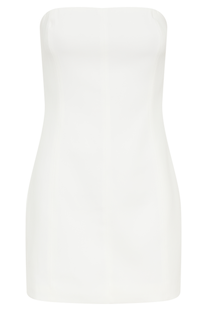 Maci Krep Mini Elbise - Beyaz