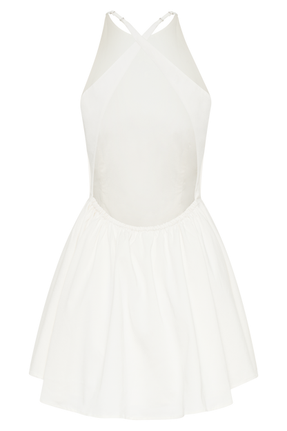 Carolina Cotton Halter Mini Dress - White