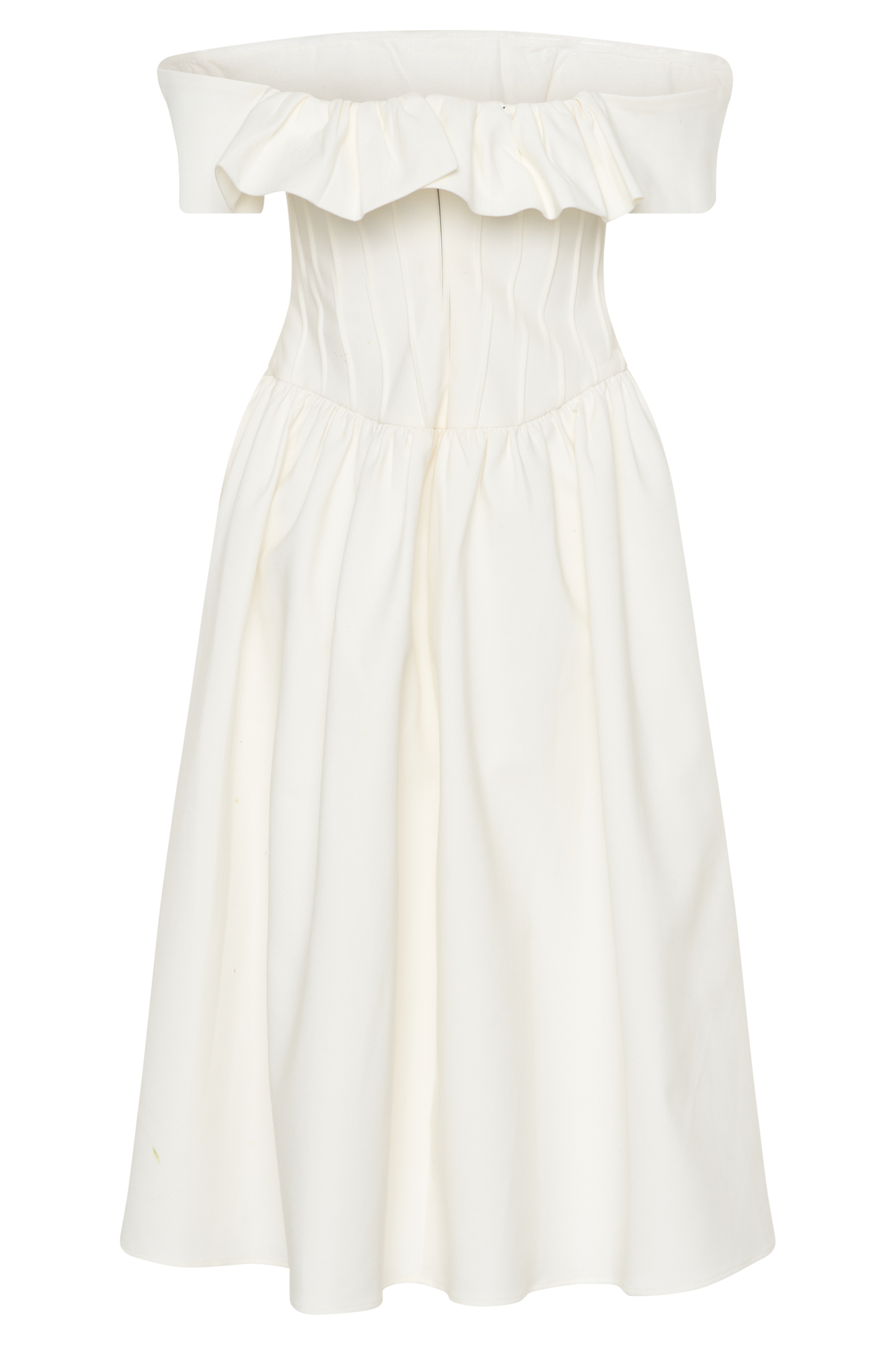 Orla Strapless Pamuk Midi Elbise - Beyaz