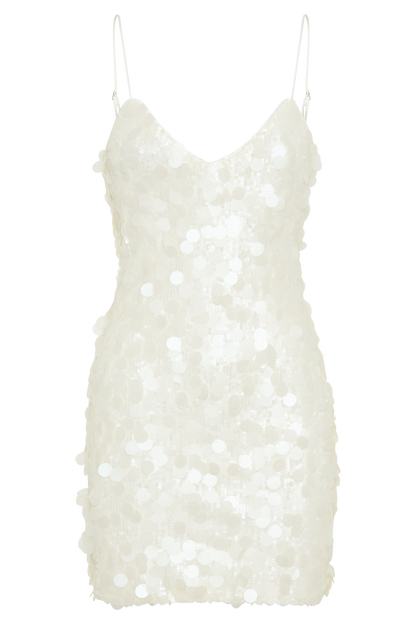 Romilly Payetli Mini Elbise - Krem