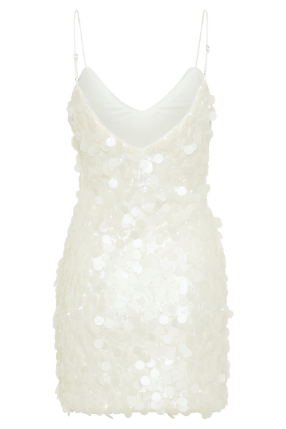 Romilly Payetli Mini Elbise - Krem