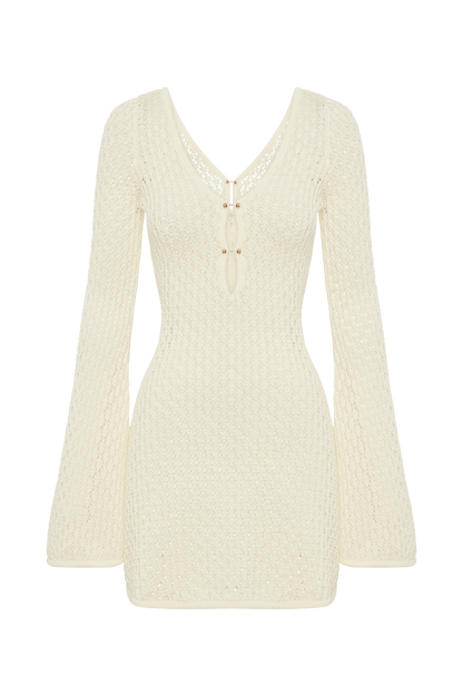 Kayleigh Crochet Knit Mini Dress - White