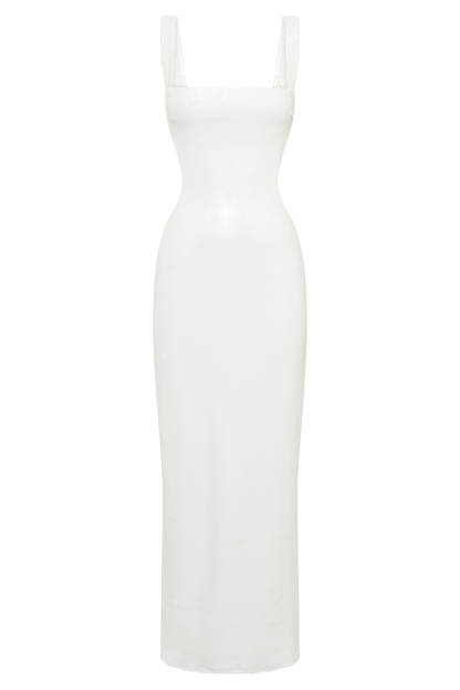 Adoria Sequin Cut Out Maxi Dress - White