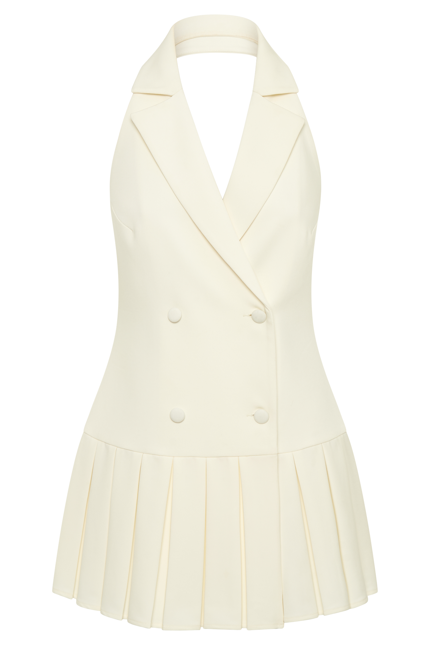 Antoinette Pileli Mini Elbise - Krem