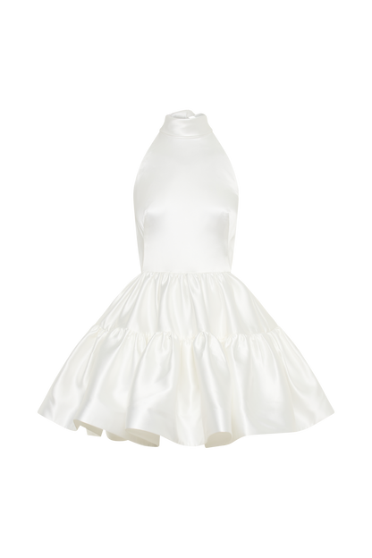Dorota Saten Halter Mini Elbise - Beyaz