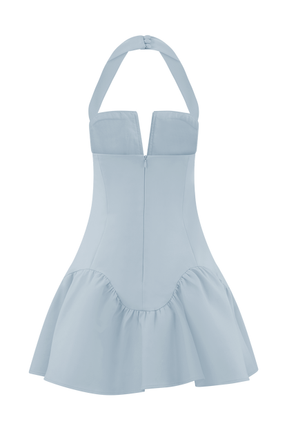 Calipso Halter Mini Elbise - Peygamber Çiçeği Mavisi