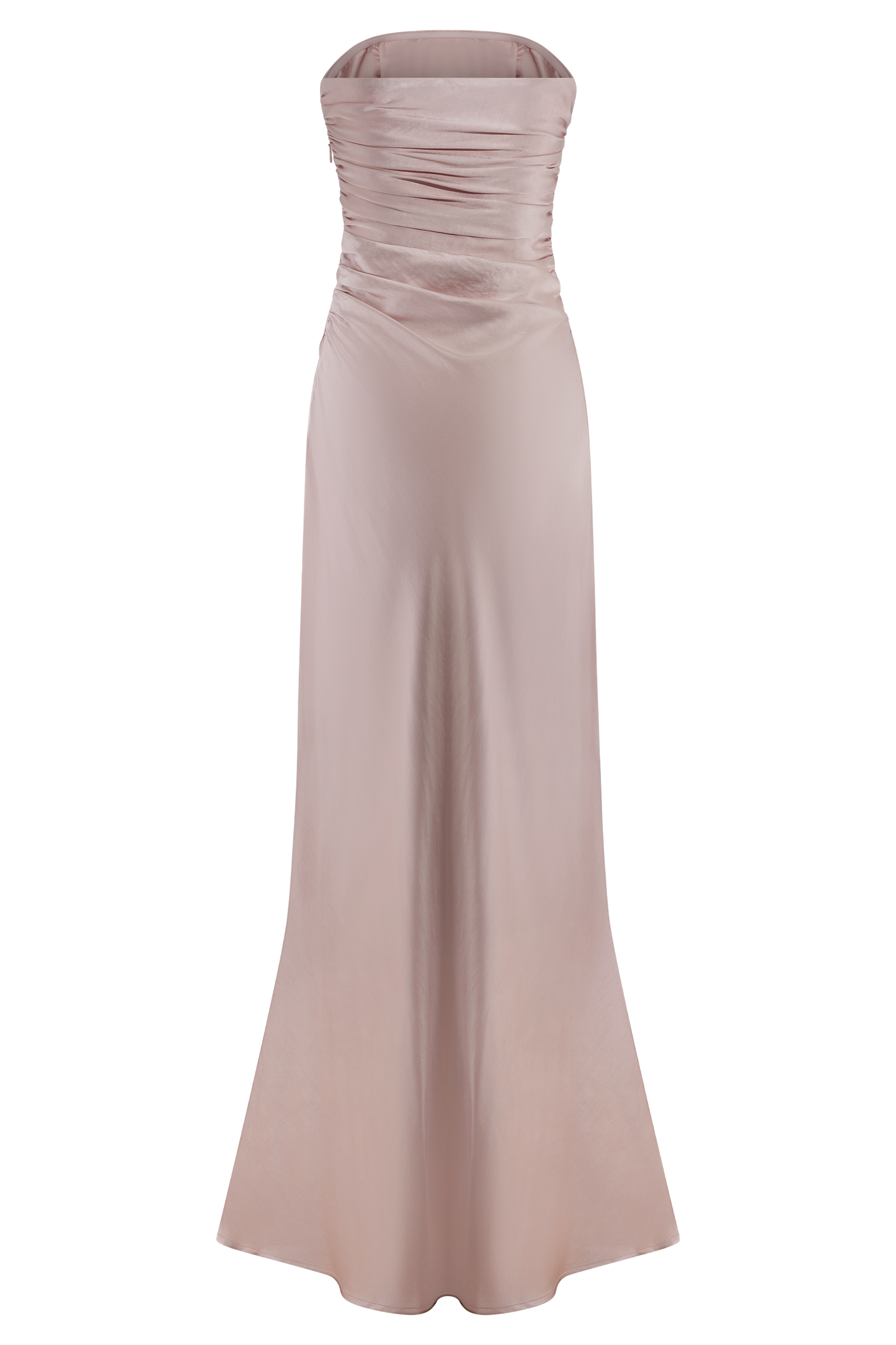 Cedar Strapless Saten Maksi Elbise - Soft Pembe
