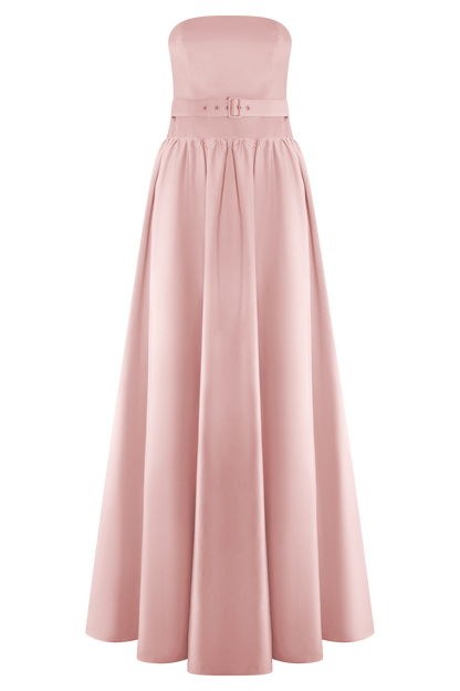 Florence Strapless Kemerli Maksi Elbise - Bebe Mavisi