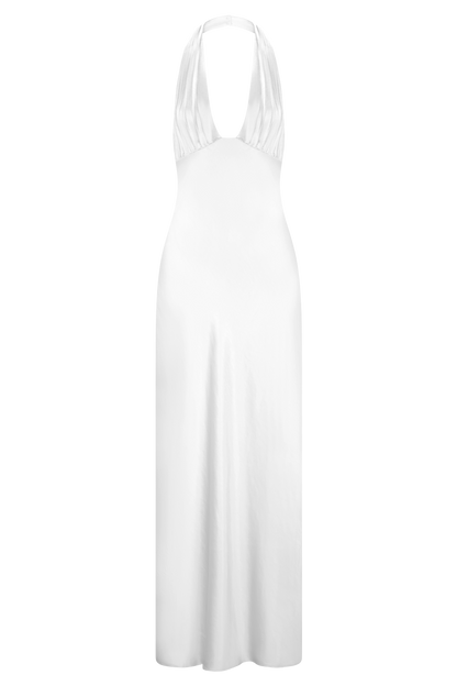 Alice Saten Halter Maksi Elbise - Beyaz