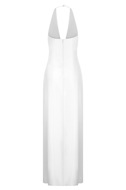 Alice Saten Halter Maksi Elbise - Beyaz