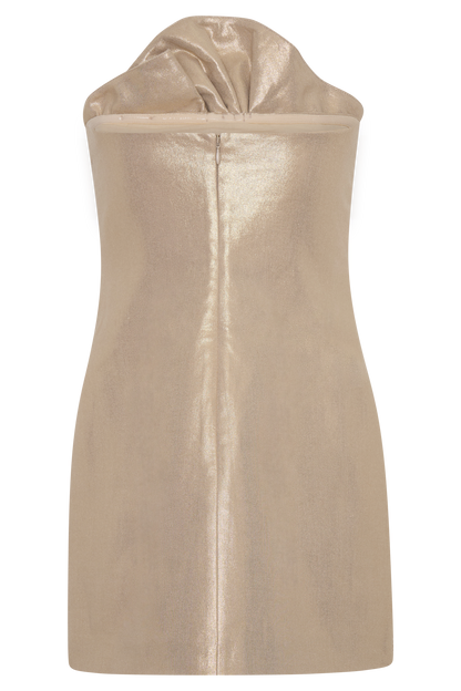 Annette Linen Mini Dress - Gold
