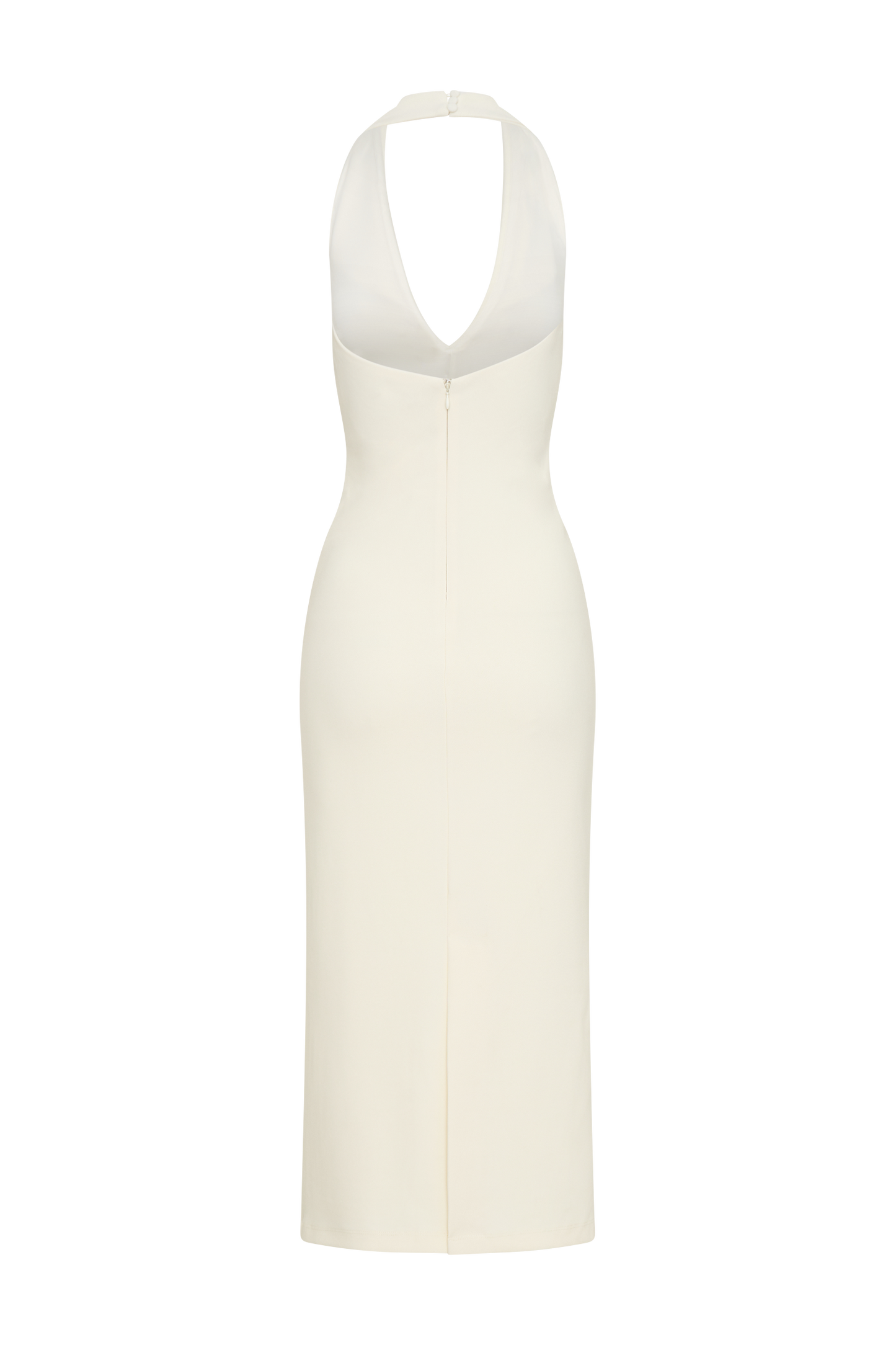 Annita Krep Halter Midi Elbise - Krem