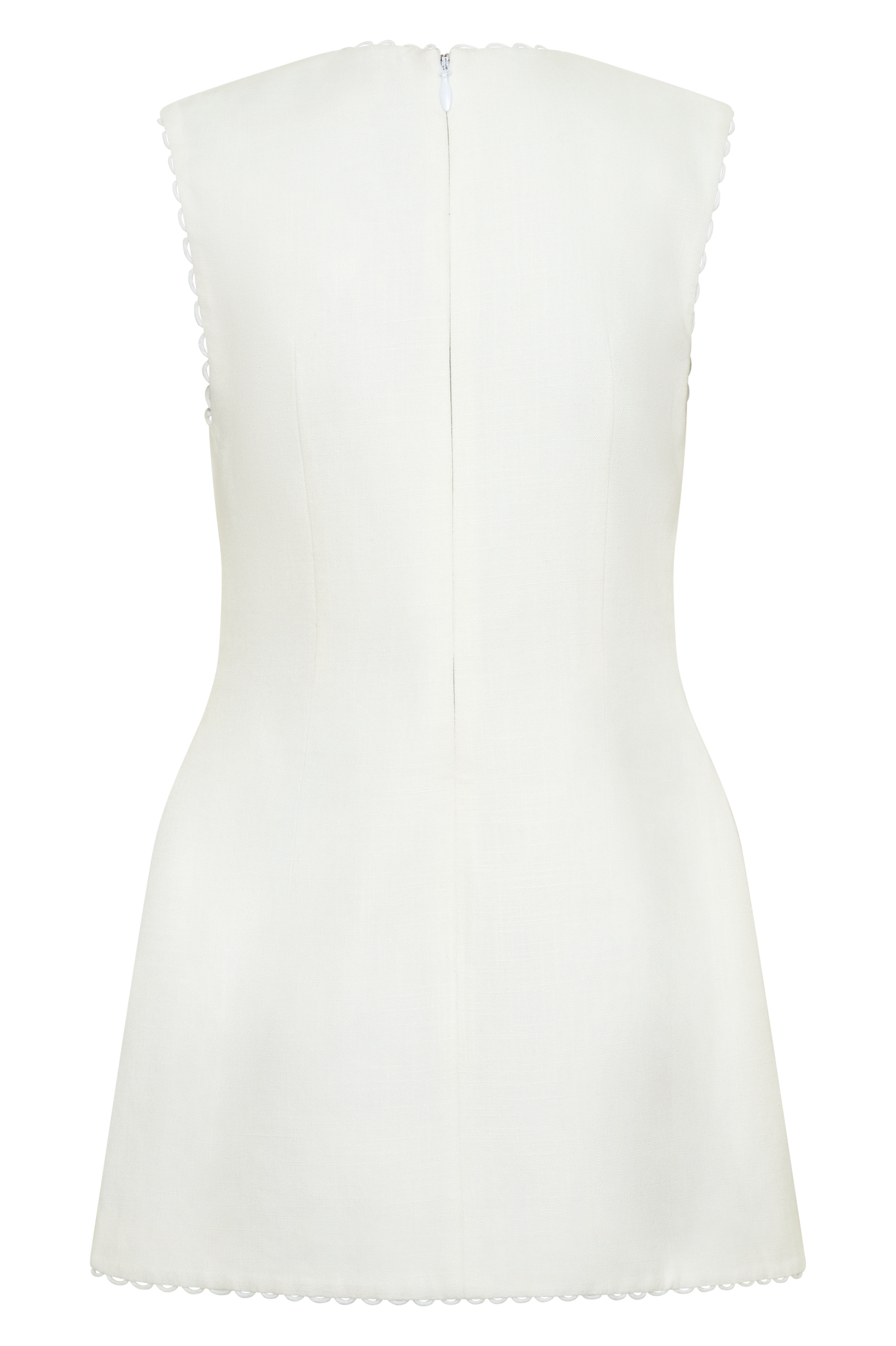 Antonella Keten Mini Elbise - Beyaz