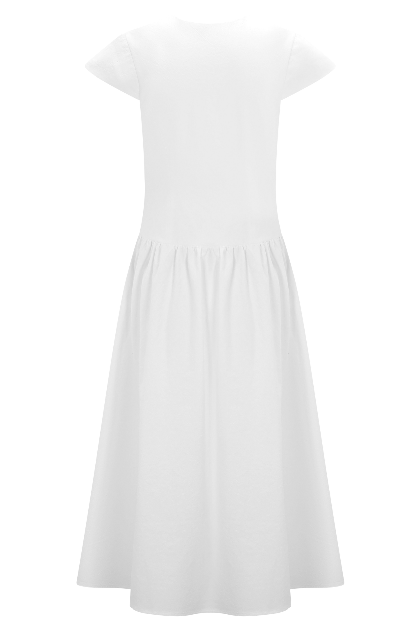 Ayla Pamuklu Fit & Flare Midi Elbise - Beyaz