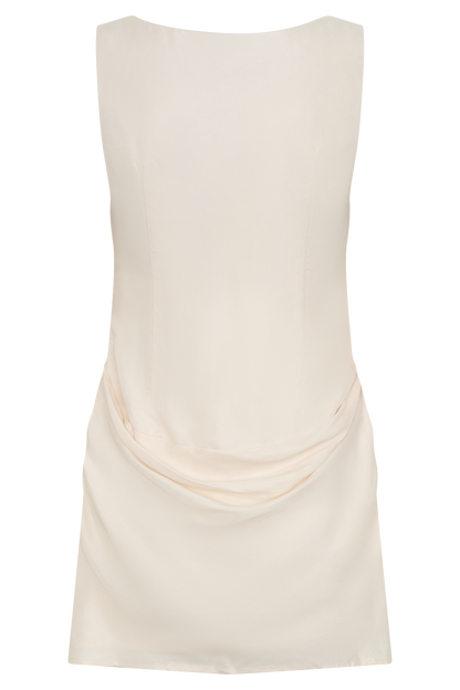 Bexley Draped Mini Elbise - Krem